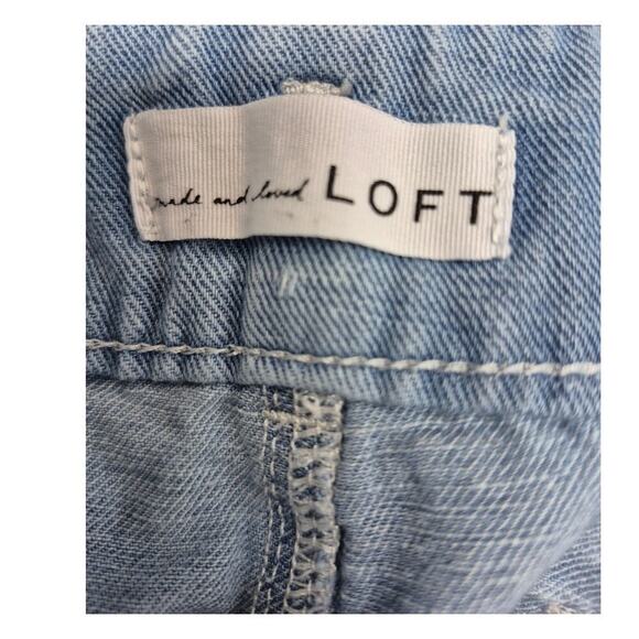 Loft Light Blue Denim Wide Leg Cropped Jeans Cotton/Linen Blend Sz 12 - Picture 4 of 6